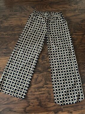 Michael Kors Wide Leg Geometric Print Pants Women’s Size 6 Navy Beige